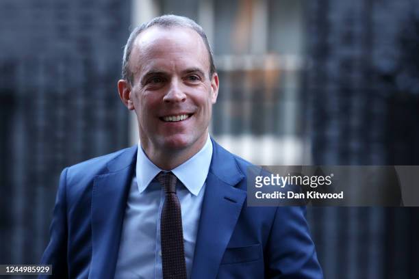 Deputy Prime Minister, Dominic Raab departs following a cabinet meeting at Downing Street on November 22, 2022 in London, England.