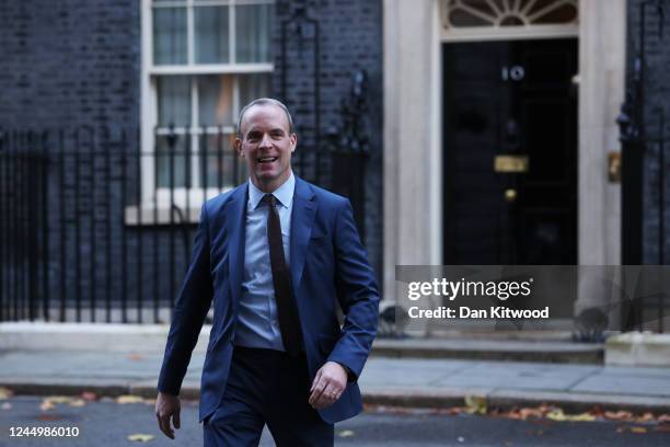 Deputy Prime Minister, Dominic Raab departs following a cabinet meeting at Downing Street on November 22, 2022 in London, England.