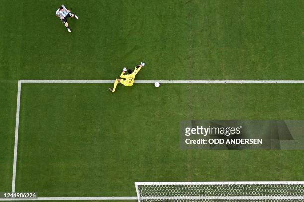 Argentina's forward Lionel Messi scores a goal which was later disallowed for offside during the Qatar 2022 World Cup Group C football match between...