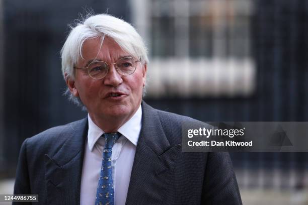 Development and Africa Minister, Andrew Mitchell departs following a cabinet meeting at Downing Street on November 22, 2022 in London, England.