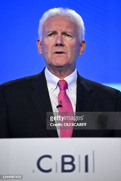 Confederation of Business Industry President Brian McBride speaks during the CBI's annual conference at the Vox Conference Centre in Birmingham on...