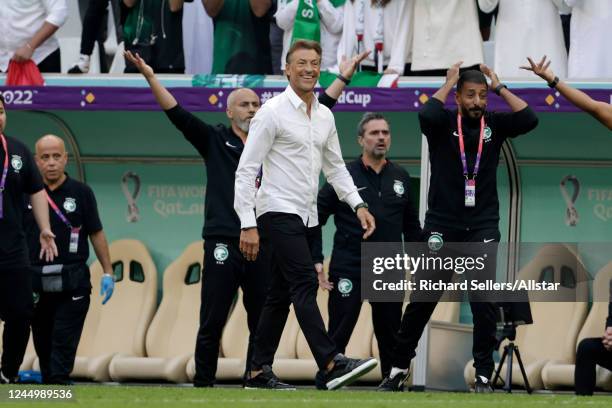 Herve Renard, head coach of Saudi Arabia during the FIFA World Cup Qatar 2022 Group C match between Argentina and Saudi Arabia at Lusail Stadium on...