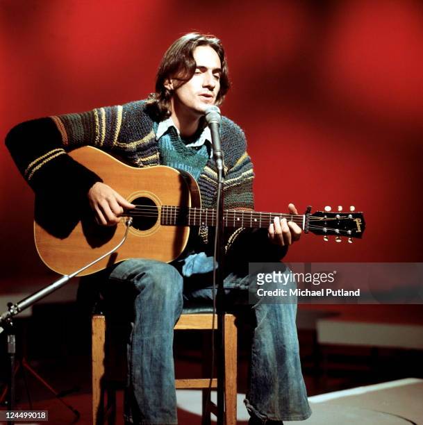 American singer-songwriter James Taylor at a BBC TV studio, London, 20th October 1970.