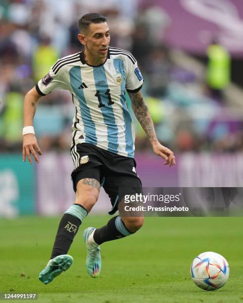 Angel Di Maria of Argentina during the Qatar 2022 World Cup match, Group C, between Argentina and Arabia Saudita played at Lusail Stadium on Nov 22,...