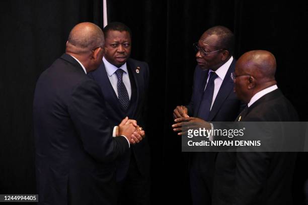Prime Minister of Cote DIvoire, Patrick Achi, President of Togo, Faure Gnassingbe, President of Benin, Patrice Talon, and President of Ghana, Nana...