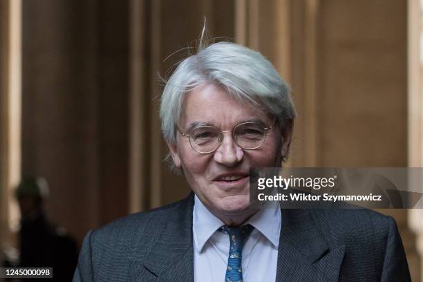 Minister of State in the Foreign, Commonwealth and Development Office Andrew Mitchell arrives in Downing Street to attend the weekly cabinet meeting...