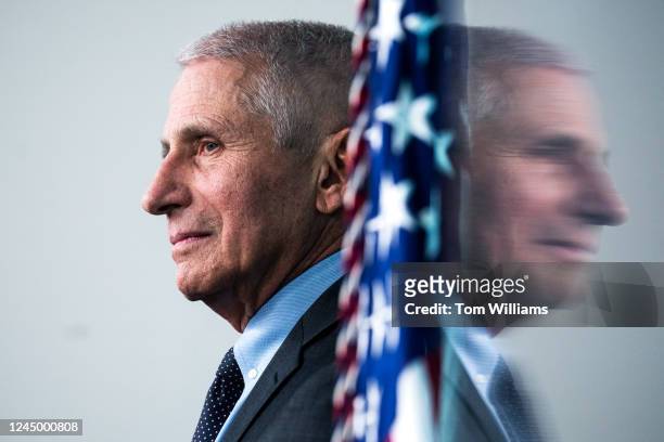 Dr. Anthony Fauci, director of the National Institute of Allergy and Infectious Diseases, attends the White House press briefing to speak about the...