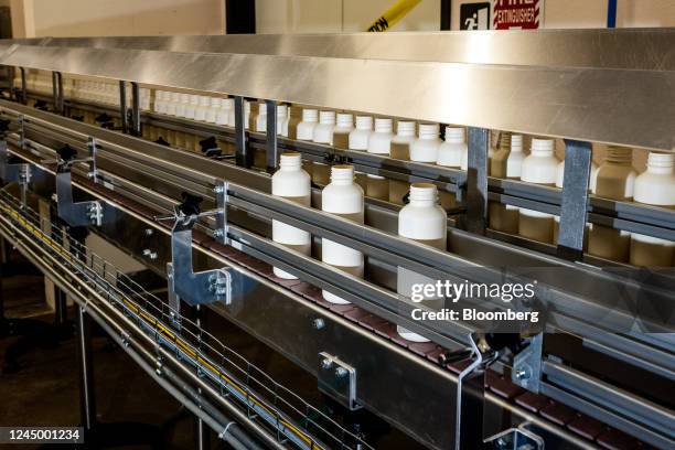 Bottles on the production line at the Cove lab in Chatsworth, California, US, on Friday, Oct. 14, 2022. With backers including James Murdoch and...