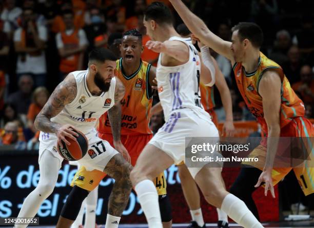 Vincent Poirier, #17 of Real Madrid in action during the 2022/2023 Turkish Airlines EuroLeague Regular Season Round 9 match between Valencia Basket...