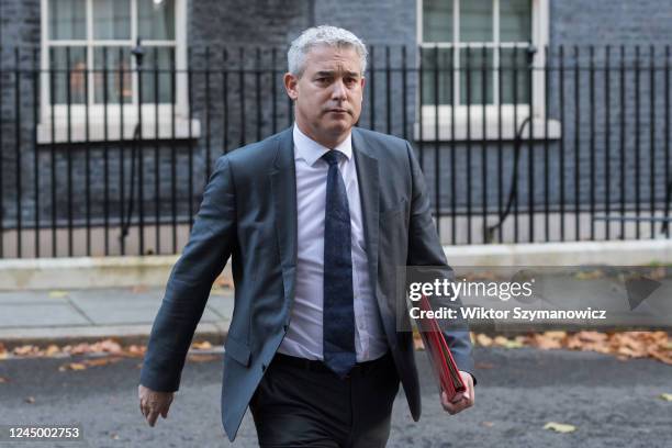 Secretary of State for Health and Social Care Steve Barclay leaves 10 Downing Street after attending the weekly Cabinet meeting chaired by Prime...