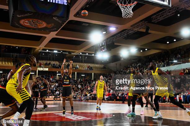 Elie OKOBO of Monaco during the Turkish Airlines Euroleague match between Monaco and Fenerbahce at Salle Gaston Medecin on November 22, 2022 in...