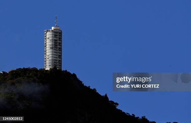 View of the Humboldt Hotel on one of the peaks of the El Avila National Park, where the Colombian government delegation and the National Liberation...