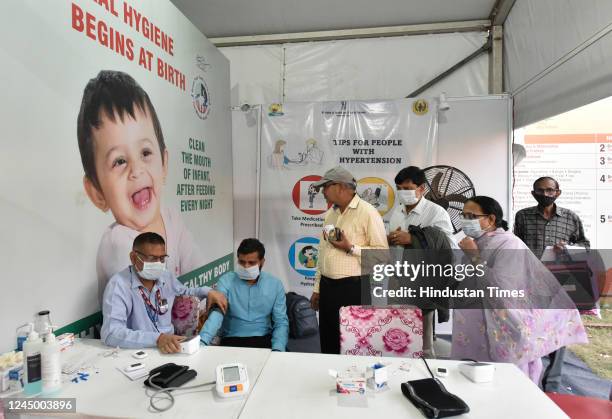 Visitors getting Health checkup at Minister of Health Pavilion during the 41th India International Trade Fair at Pragati Maiden on November 22, 2022...