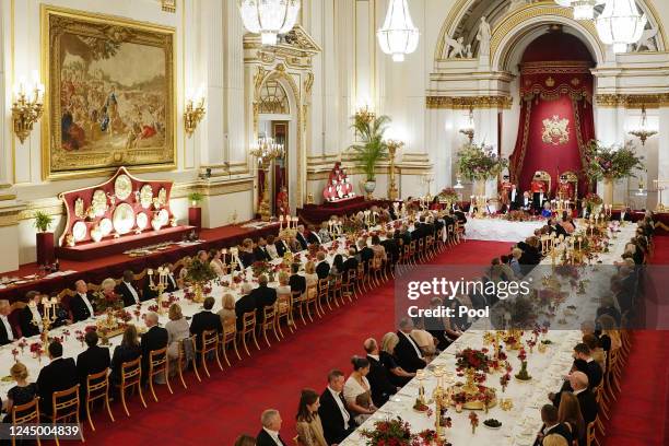 Guests during the State Banquet at Buckingham Palace during the State Visit to the UK by President Cyril Ramaphosa of South Africa on November 22,...