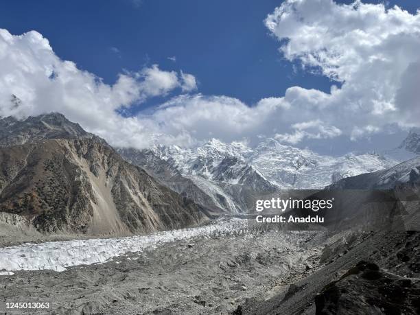 View of snow covered Nanga Parbat, which is the ninth-highest mountain in the world, named King of the Mountains by inhabitants and known as the...