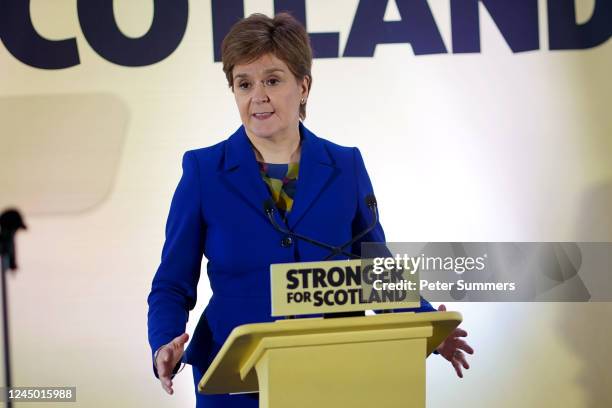 First Minister Nicola Sturgeon speaks after the ruling of the UK Supreme Court against the right on a referendum at the Apex Grassmarket Hotel on...