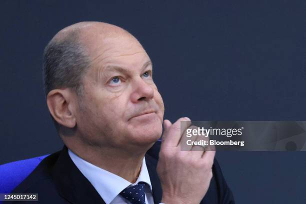 Olaf Scholz, Germany's chancellor, during a budget debate at the Bundestag in Berlin, Germany, on Wednesday, Nov. 23, 2022. Scholz doubled down on...