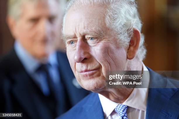 King Charles III during a visit to the Grade I listed North Wing of St Bartholomew's Hospital, in east London, to recognise the success of Barts...