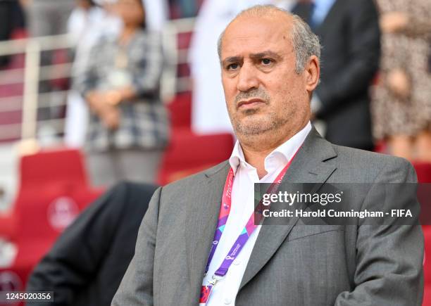 Football Federation Islamic Republic of Iran President Mehdi Taj during the FIFA World Cup Qatar 2022 Group B match between England and IR Iran at...