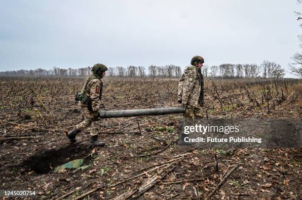 Soldiers of the Melitopol Territorial Defense Battalion Mortar Battery which has been defending the Zaporizhzhia Region for 9 months, Zaporizhzhia...