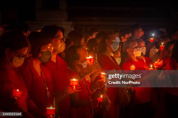 Marian devotees observes the Red Wednesday in International Marian Shrine in Antipolo City, Philippines on November 23, 2022. Red Wednesday is a...