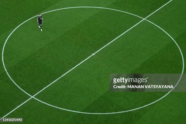 Spain's goalkeeper Unai Simon reacts during the Qatar 2022 World Cup Group E football match between Spain and Costa Rica at the Al-Thumama Stadium in...