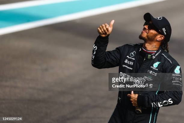 Lewis Hamilton of Mercedes during Formula 1 Abu Dhabi Grand Prix at Yas Marina Circuit on November 20, 2022 in Abu Dhabi, United Arab Emirates.