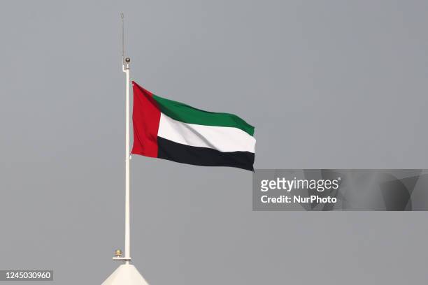 Flag of the United Arab Emirates during the third practice ahead of the Formula 1 Abu Dhabi Grand Prix at Yas Marina Circuit in Abu Dhabi, United...