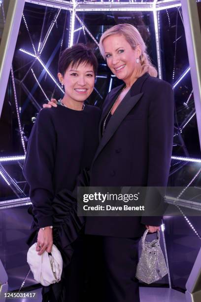 Sandra Choi and CEO of Jimmy Choo, Hannah Colman attend the Claridge's Christmas Tree Party 2022 with Jimmy Choo on November 23, 2022 in London,...