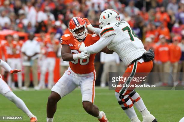 Clemson Tigers defensive end Myles Murphy during a college football game between the Miami Hurricanes and the Clemson Tigers on November 19 at...