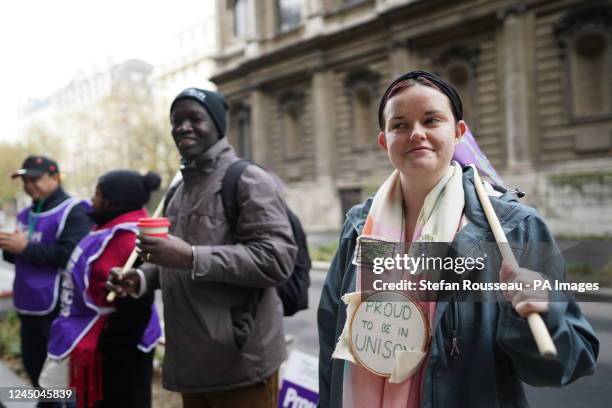 Lecturers on the picket line outside King's College London in a dispute over pay, working conditions and pensions. Picture date: Thursday November...