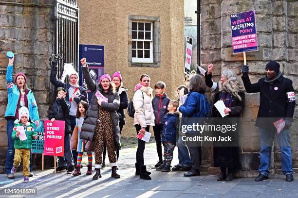 Members of the University and College Union picket outside a University of Edinburgh campus, as Scotland faces a day of widespread disruption with...