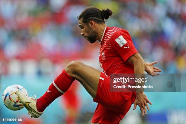 Ricardo Rodríguez da Suíça during the Qatar 2022 World Cup match, Group G, between Switzerland and Cameroon played at Al Janoub Stadium on Nov 24,...