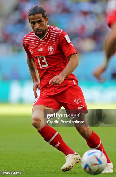 Ricardo Rodríguez da Suíça during the Qatar 2022 World Cup match, Group G, between Switzerland and Cameroon played at Al Janoub Stadium on Nov 24,...