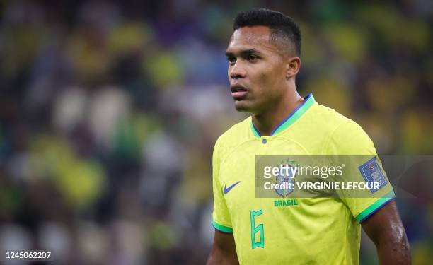 Brazilian Alex Sandro pictured during a soccer game between Brazil and Serbia, in Group G of the FIFA 2022 World Cup in Lusail, State of Qatar on...