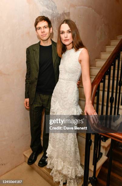 James Righton and Keira Knightley attend the launch dinner for A Magazine curated by Erdem, in partnership with MatchesFashion at Sessions Arts Club...