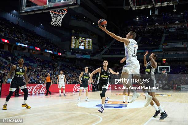 Fabien Causeur, #1 of Real Madrid goes to the basket during the 2022/2023 Turkish Airlines EuroLeague Regular Season Round 10 match between Real...