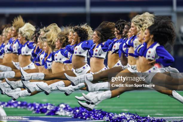 The Dallas Cowboys Cheerleaders perform during the game between the Dallas Cowboys and the New York Giants on November 24, 2022 at AT&T Stadium in...