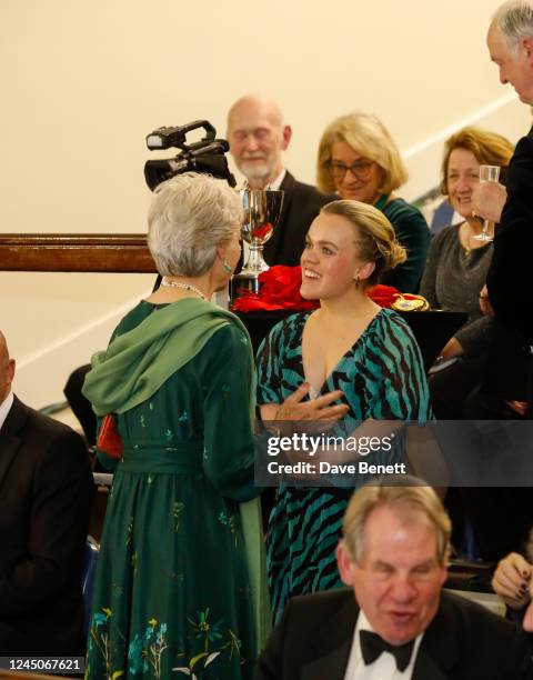 Birgitte, Duchess of Gloucester and Ellie Simmonds attend the Speedo x Hope for Youth Charity Swim Gala Dinner on November 24, 2022 in London,...