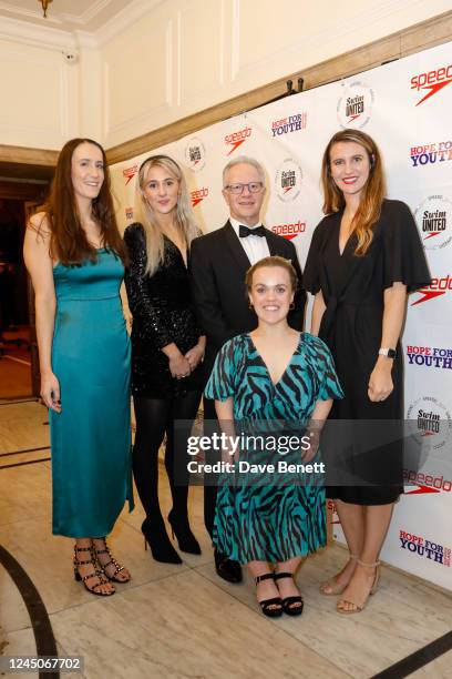 Sioghan-Marie O'Connor, Andy Rubin, Jazmin Carlin, Ellie Simmonds and guest attend the Speedo x Hope for Youth Charity Swim Gala Dinner on November...