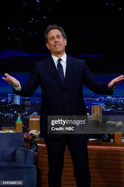 Episode 1753 -- Pictured: Comedian Jerry Seinfeld arrives on Thursday, November 24, 2022 --