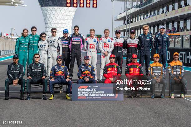 Class of 2022 - F1 drivers group photo before the race at Formula 1 Etihad Airways Abu Dhabi Grand Prix on Nov 20, 2022 in Yas Marina Circuit, Abu...