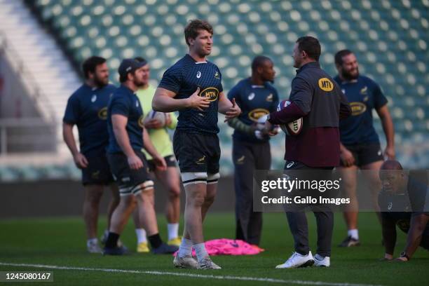 Evan Roos during the South African men's national rugby team captain's run at Twickenham Stadium on November 25, 2022 in London, England.