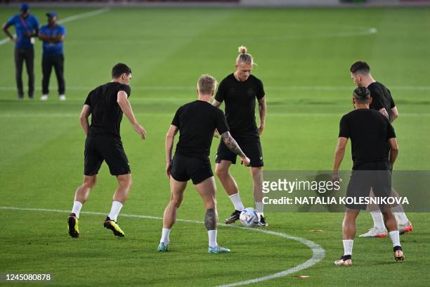 Denmark's defender Simon Kjaer takes part in a training session at Al Sailiya SC in Doha on November 25 on the eve of the Qatar 2022 World Cup...