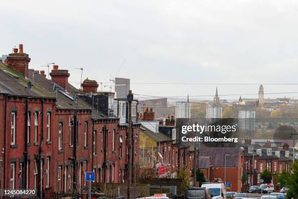 The city centre of Leeds is seen alongside terraced housing in the Harehills district of Leeds, UK, on Friday, Nov. 25, 2022. The Bank of England has...