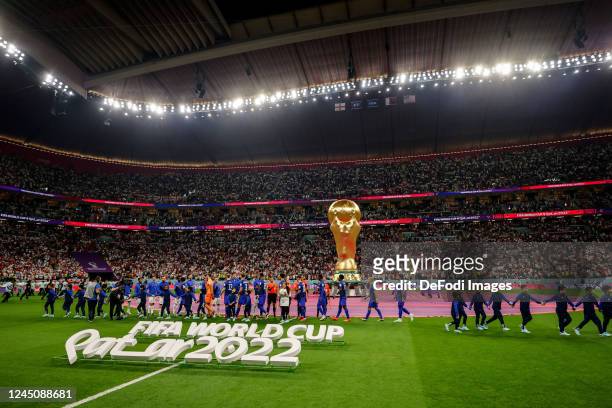 The team of the United States prior to the opening ceremony prior to the FIFA World Cup Qatar 2022 Group B match between England and USA at Al Bayt...