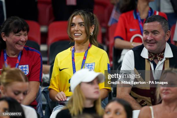 Georgina Irwin , fiance of England goalkeeper Aaron Ramsdale, with Aaron's mother Caroline Ramsdale in the stands before the FIFA World Cup Group B...