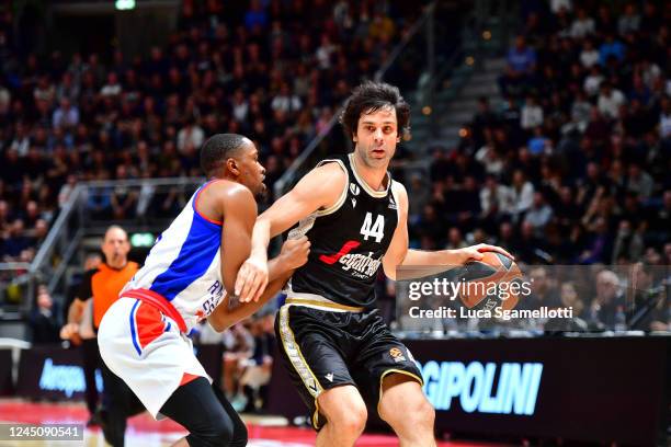 Milos Teodosic, #44 of Virtus Segafredo Bologna in action during the 2022/2023 Turkish Airlines EuroLeague Regular Season Round 10 match between...