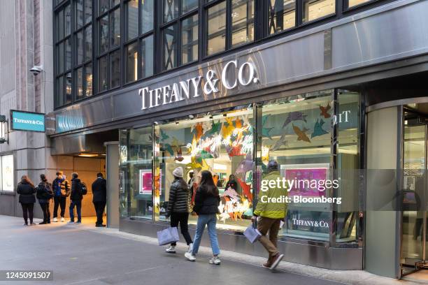 Signage outside a Tiffany & Co. Jewelry store on Black Friday in New York, US, on Friday, Nov. 25, 2022. US retailers are bracing for a...