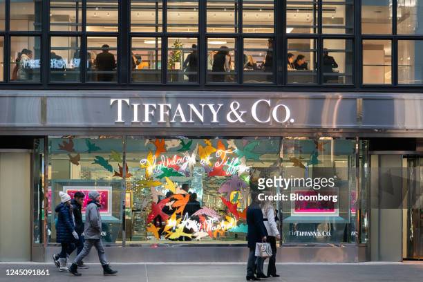 Signage outside a Tiffany & Co. Jewelry store on Black Friday in New York, US, on Friday, Nov. 25, 2022. US retailers are bracing for a...